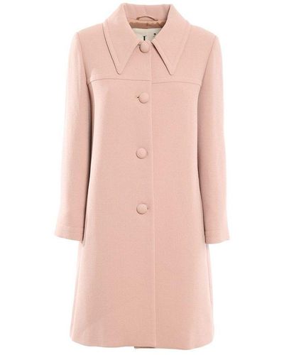 L'Autre Chose Button-up Flared Coat - Pink