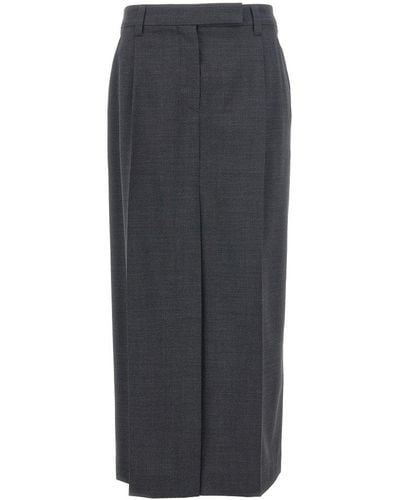 Brunello Cucinelli Pleat Long Pencil Skirt - Grey