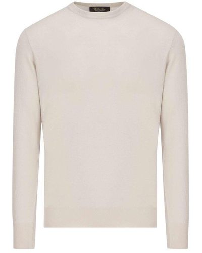 Loro Piana Superlight Crewneck Knitted Sweater - White