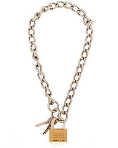 Balenciaga Locker Chain Necklace - Metallic