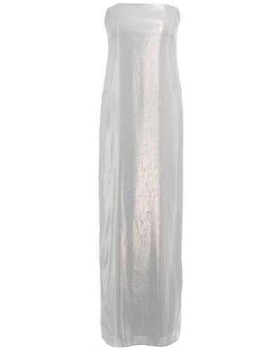 STAUD Glitter Strapless Dress - White