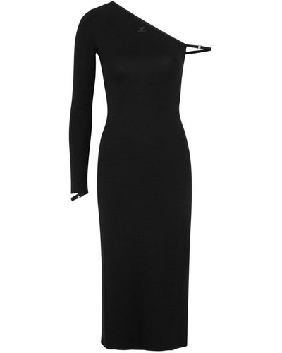 Courreges One-shoulder Long Dress - Black