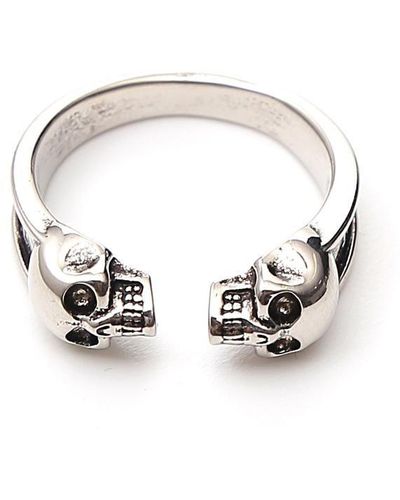 Alexander McQueen Twill Skull Ring - White