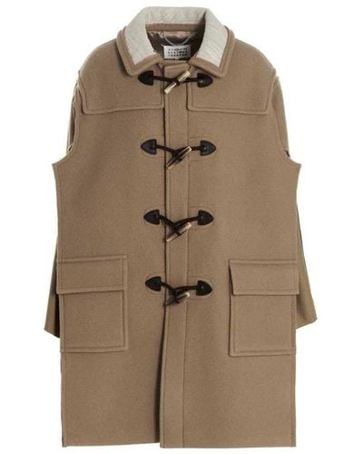 Maison Margiela Frogs Buttoned Wool Cape - Brown