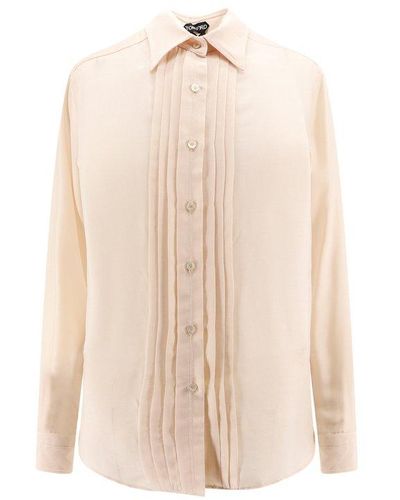 Tom Ford Pleated Long-sleeved Shirt - Natural