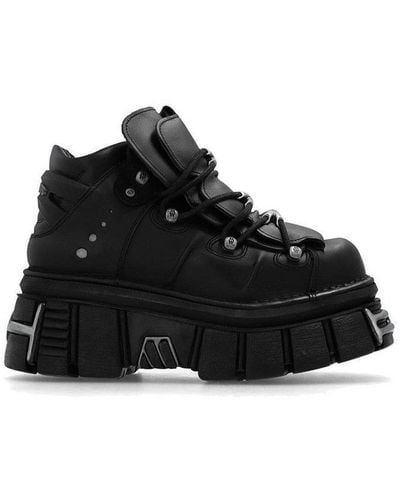 Vetements X New Rock Platform Lace-up Sneakers - Black
