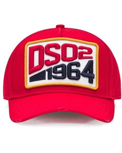 DSquared² 1964 Logo Patch Distressed Cap - Red