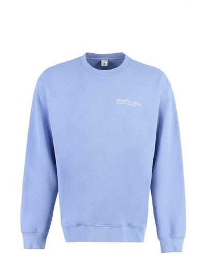 Sporty & Rich Logo Printed Crewneck Sweatshirt - Blue