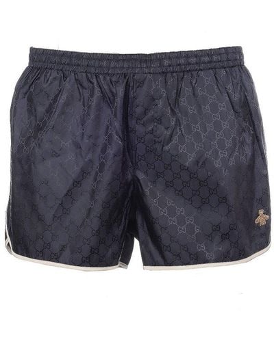 Gucci Bee Embroidered Swim Shorts - Blue