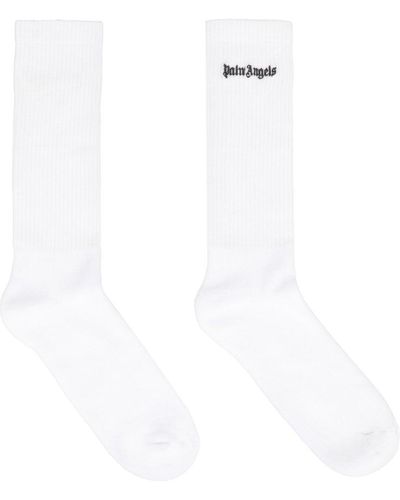 Palm Angels Cotton Socks With Logo - White
