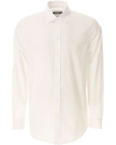 Moschino Slogan-printed Long Sleeved Shirt - White