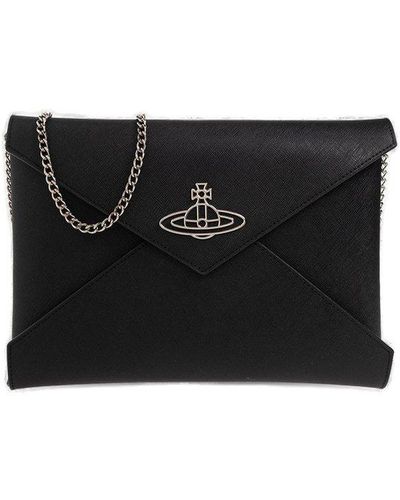 Vivienne Westwood Orb Plaque Envelope Clutch Bag - Black