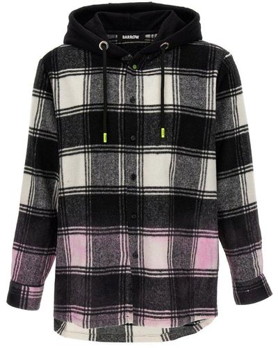 Barrow Checked Hooded Flannel Overshirt - Black