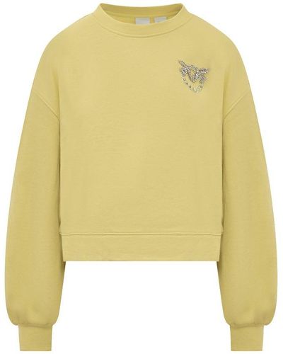 Pinko Love Birds Embroidered Crewneck Sweatshirt - Yellow