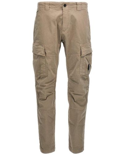 C.P. Company Logo Badge Cargo Trousers - Natural