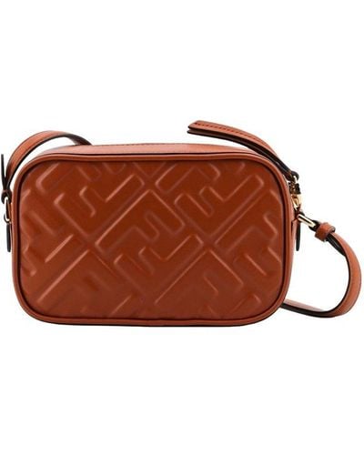 Fendi Ff Mini Leather Camera Bag - Brown