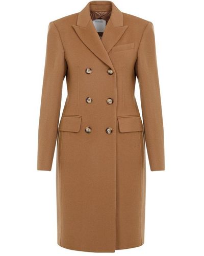 Sportmax Double-breasted Long-sleeved Coat - Brown