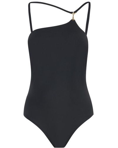 Tory Burch Open Back One-shoulder Swimsuit - Black