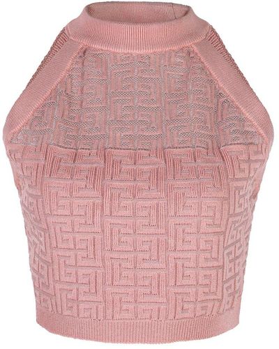 Balmain Pb Labyrinth Knit Top - Pink