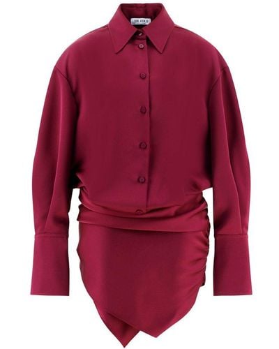 The Attico Hatty Long Sleeved Shirt Dress - Red