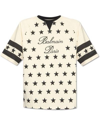 Balmain Star Printed Oversize T-shirt - Natural