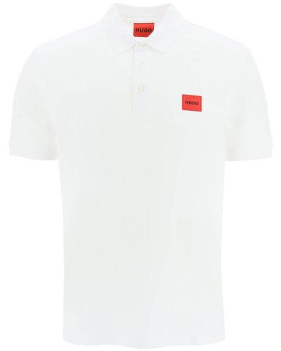 HUGO Hugo Polo Shirt With Logo Patch - White
