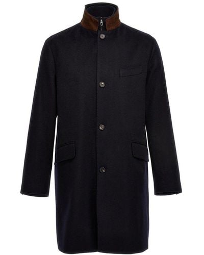 Loro Piana Single-breasted Cashmere Coat Coats, Trench Coats - Blue