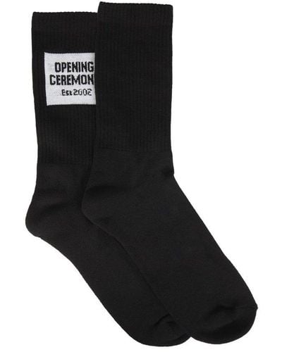 Opening Ceremony Box Logo Intarsia Socks - Black
