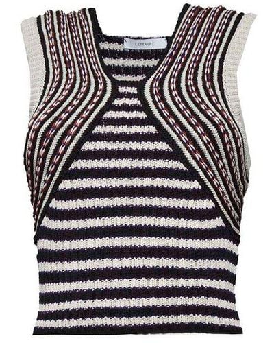 Lemaire Striped Knitted Sleeveless Top - Black