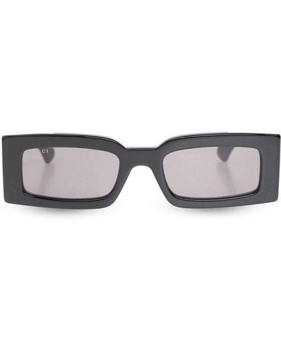 Gucci GG Plaque Rectangle Frame Sunglasses - Black