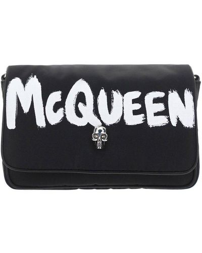 Alexander McQueen Graffiti Skull Small Shoulder Bag - Black