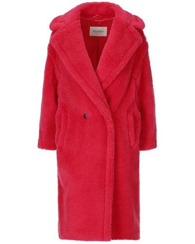 Max Mara Teddy Double-breasted Regular-fit Alpaca Wool And Silk-blend Coat - Red