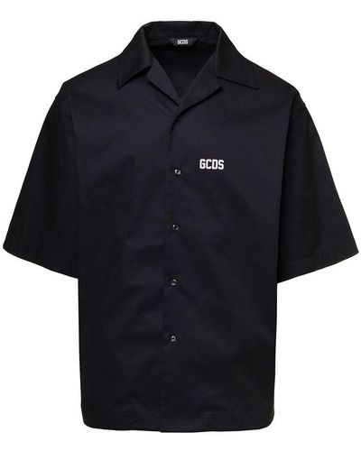 Gcds Logo-printed Buttoned Bowling Shirt - Blue
