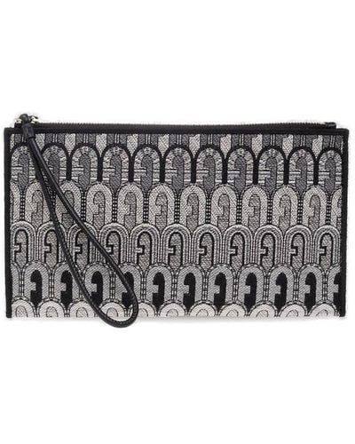 Furla Opportunity Logo Monogram Clutch Bag - Gray