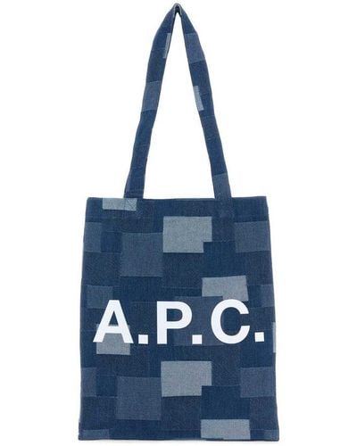 A.P.C. Multicolour Denim Lou Shopping Bag - Blue