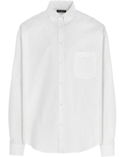 Balenciaga Logo Embroidered Shirt - White