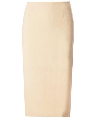 Alessandra Rich Rear-slit Pencil Midi Skirt - Natural