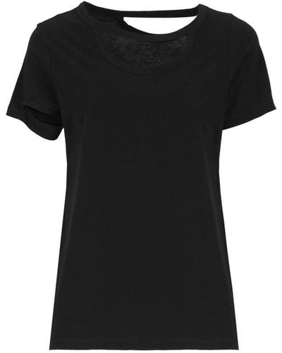 Yohji Yamamoto Cut-out Detailed Round-neck T-shirt - Black