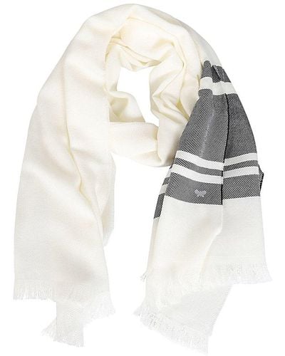 Weekend by Maxmara Butterfly Patterned Fringed Edge Stole - White