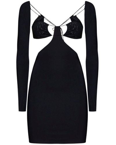 Amazuìn Vera Embellished Open Back Mini Dress - Black
