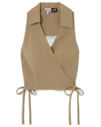 Loewe Open-back Wrap Cropped Top - Natural