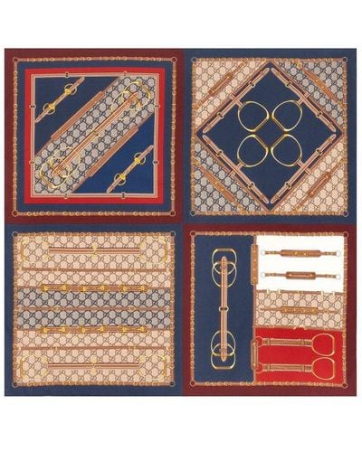 Gucci Heritage Printed Scarf - Blue