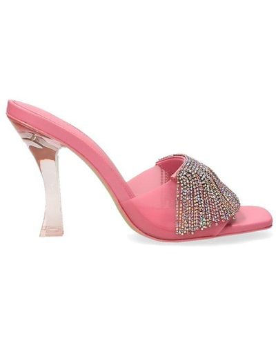 Cult Gaia Lana Embellished Fringed Heeled Sandals - Pink