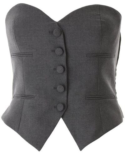 Moschino Strapless Cropped Sweetheart-neck Vest - Grey