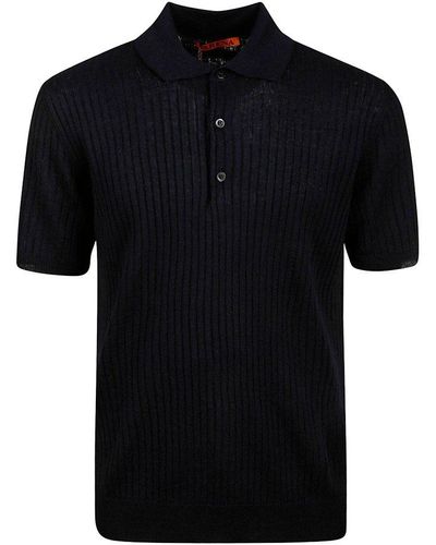 Barena Short-sleeved Ribbed Knitted Polo Shirt - Black