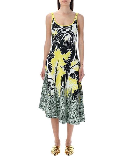 Bottega Veneta Jacquard Asymmetric Midi Dress - Multicolor