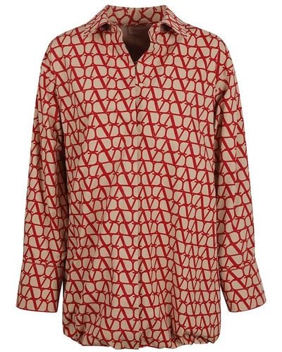 Valentino Vlogo Printed Shirt Dress - Red