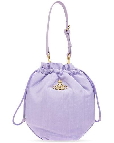 Vivienne Westwood Moire Drawstring Shoulder Bag - Purple