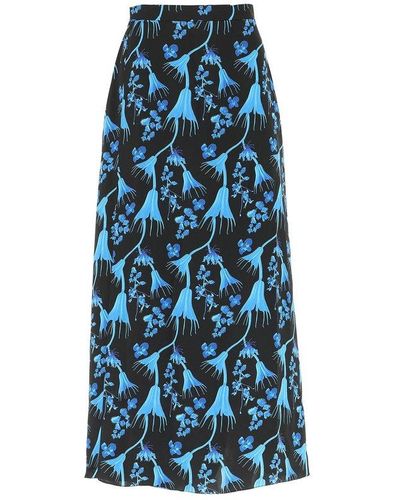 Marine Serre Printed Satin Skirt - Blue