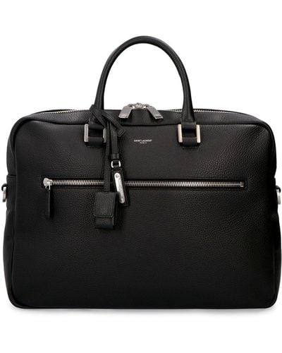Saint Laurent Sac De Jour Full-grain Leather Briefcase - Black